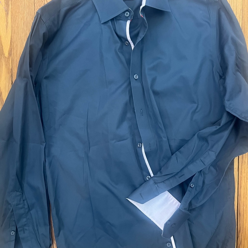 LVS Signature Men's Navy Dress with Trim (Pink) Shirt Large